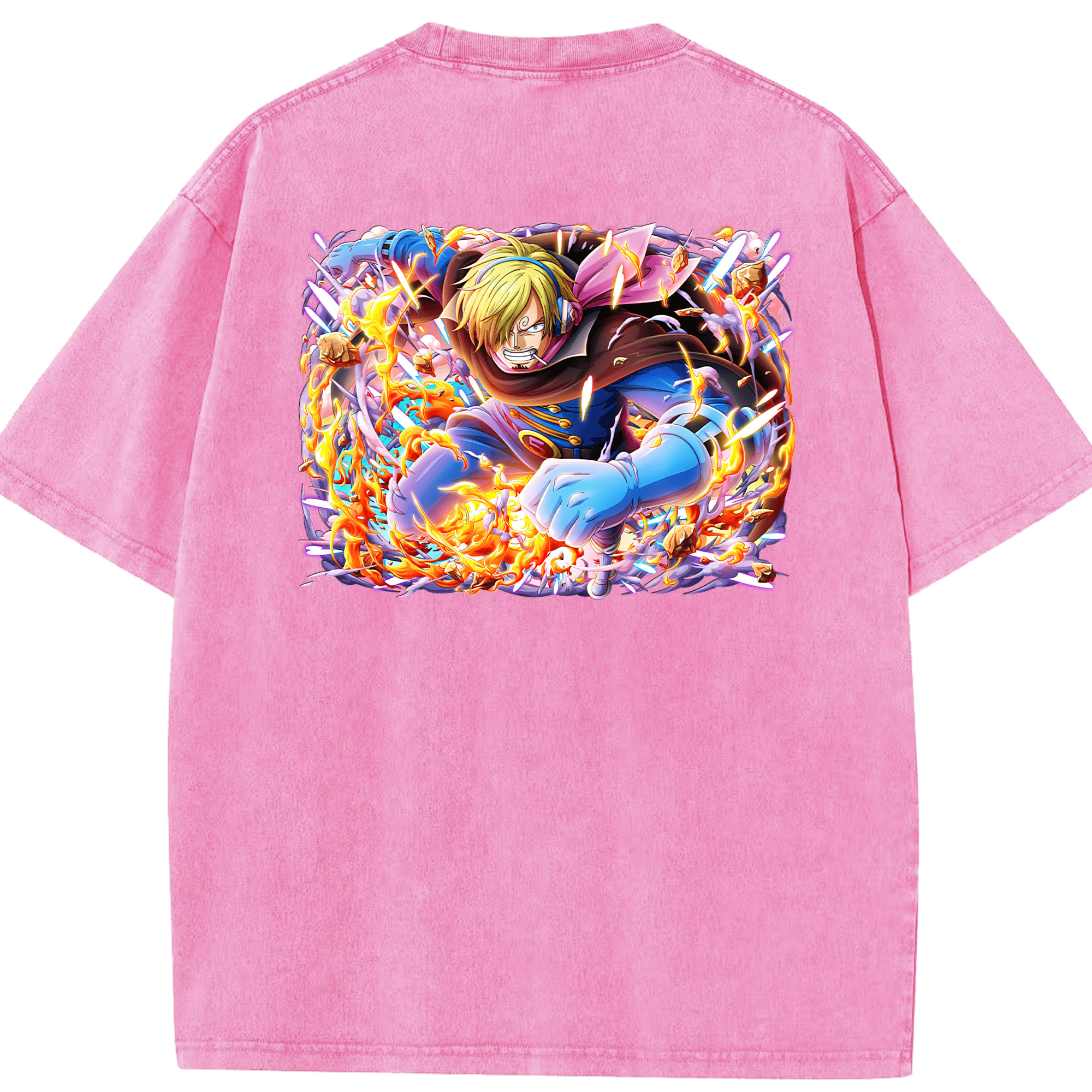 ワンピース サンジ ONE PIECE Sanji 綿100% ヴィンテージ風 半袖Tシャツ（背面プリント）